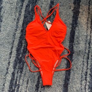 NWT Orange Strappy One Piece Cupshe Swimsuit